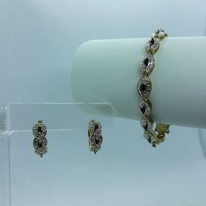 Genuine Sapphire & Diamond 18k Gold Plated Set